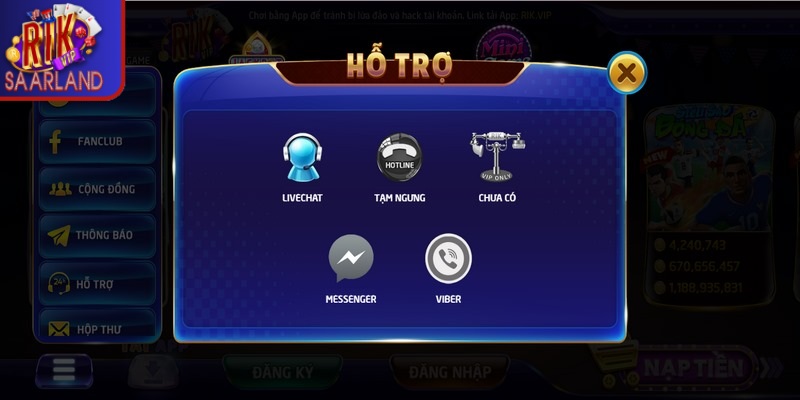 Cổng game sẵn sàng hỗ trợ qua nhiều phương thức tiện lợi